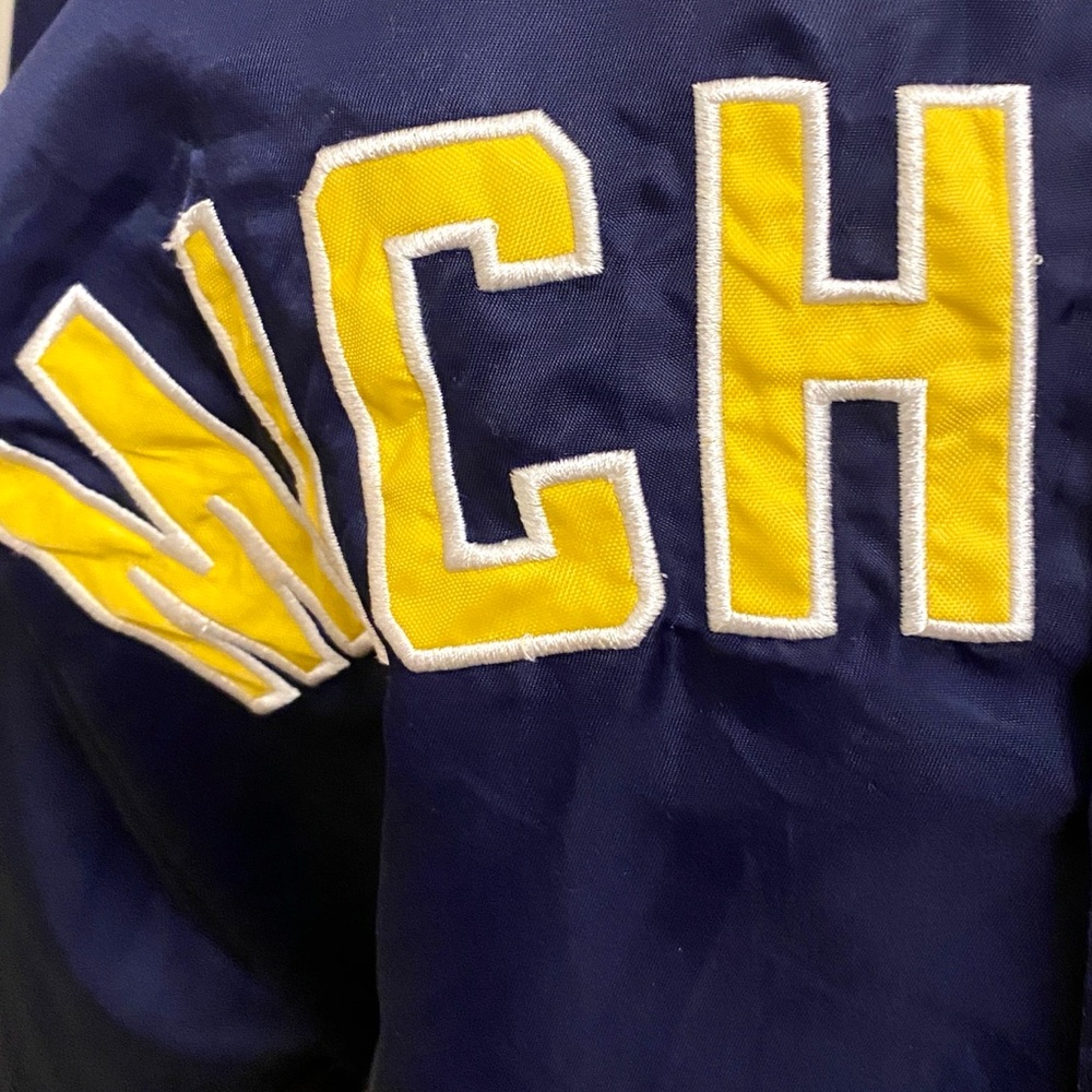 Adidas Men’s Michigan Wolverine Vintage Blue Yellow SZ 14/16 College Y2K Jacket - Picture 4 of 14